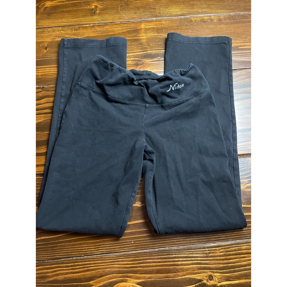 Nirlon Pants Women's Size Small Black Activewear Straight Leg Pull On Waist Band